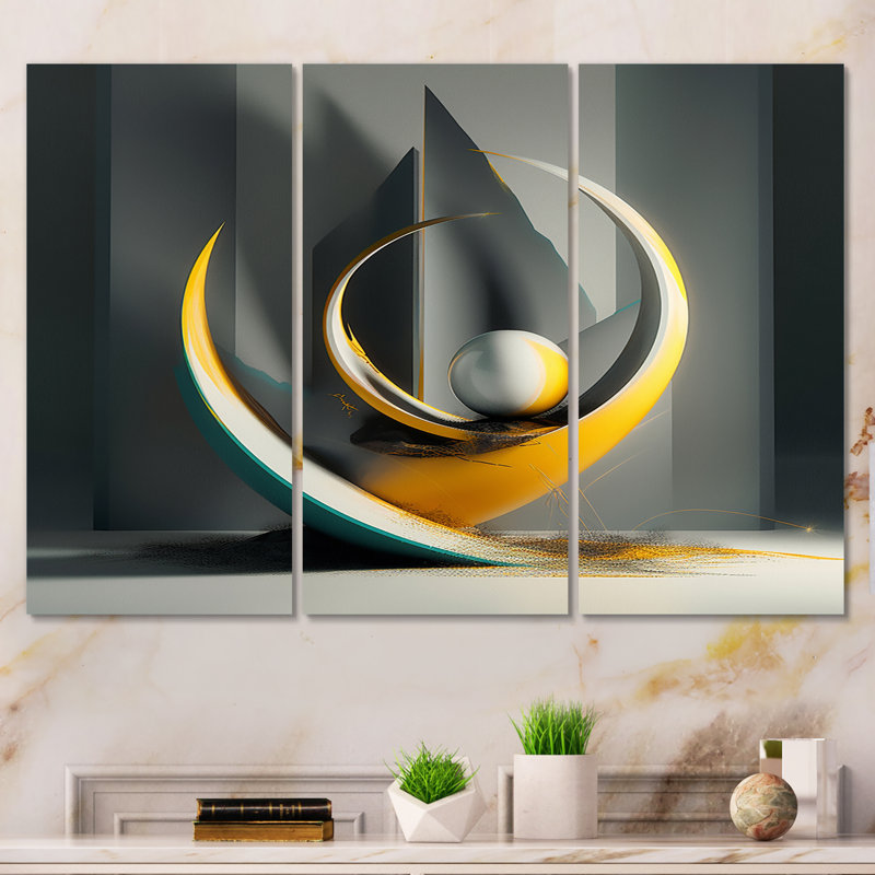Visionary Dance Of God 3D Wave Sphere III - Abstract Fractal, reproduction d'art sur toile, H 28 po x l 36 po x P 1 po