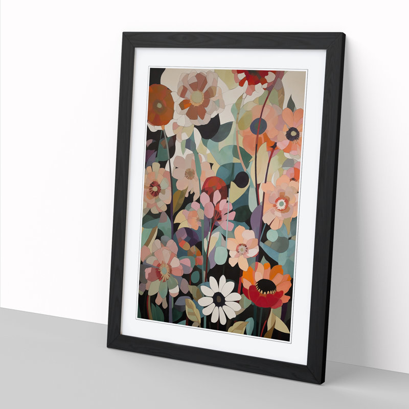 Modern Flowers Orphism Vol.3 - Picture Frame Print, 46cm H x 34cm W x 2cm D, Walnut