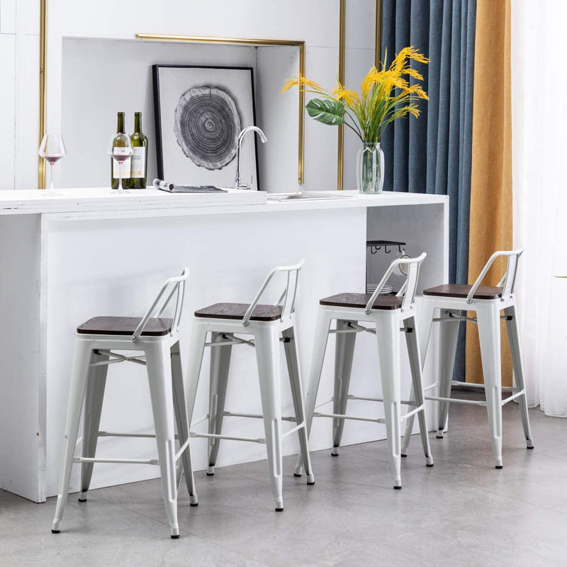 Tabouret de bar et de comptoir Saleh, Blanc cassé, Tabouret de bar (siège d'une hauteur de 30 po)