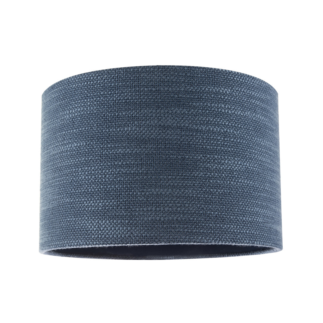 20cm H Linen Drum Lamp Shade ( No Direct Attachment Method ) in Blue