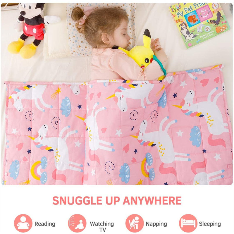  Couverture pour enfant très confortable en molleton et en coton pour dormir, 36 po x 48 po, motif licorne arc-en-ciel, 3.28