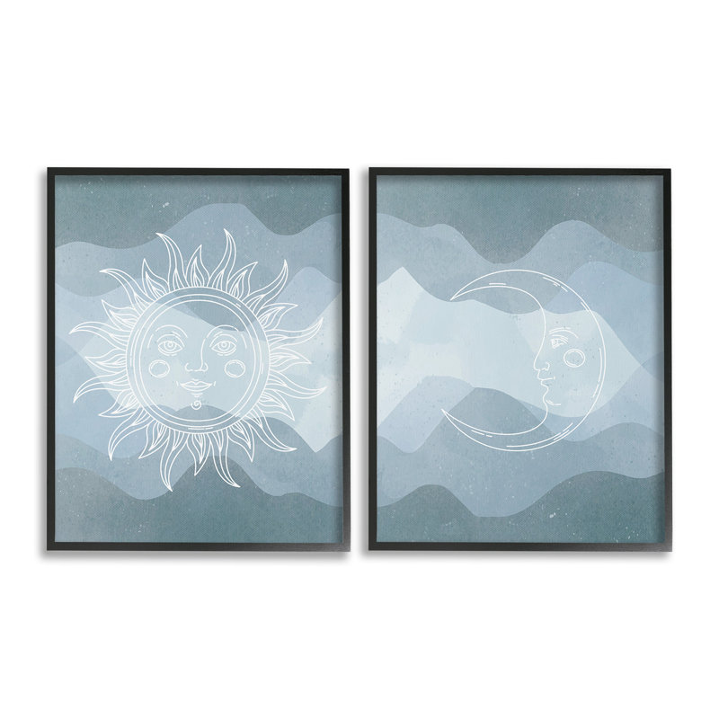 "Cadre céleste céleste" par Lil 'Rue 2 - Pièces sur toile, H 20 po x l 16 po, Giclée encadrée noir minuit