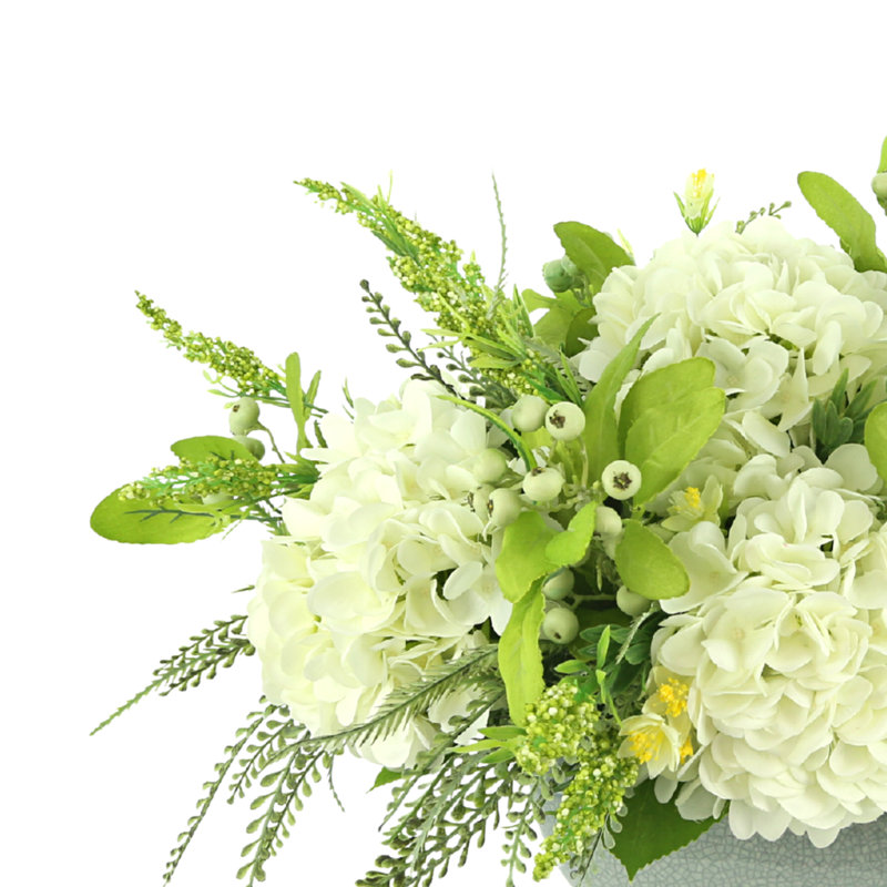 Mixed Hydrangea, Berry And Fern Arrangement
