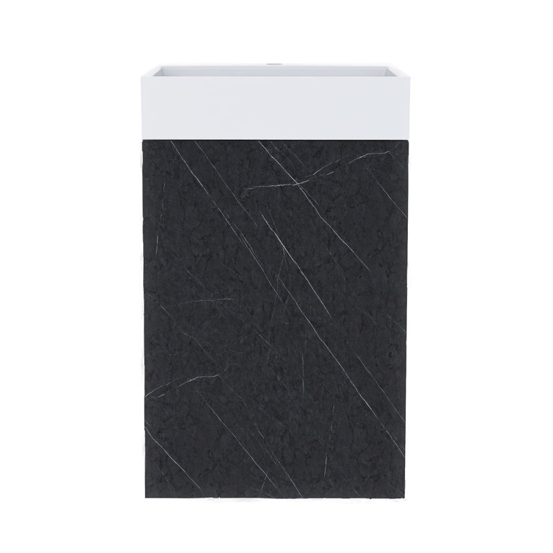 20 In. Freestanding Bath Vanity With Ceramic Sink, Black