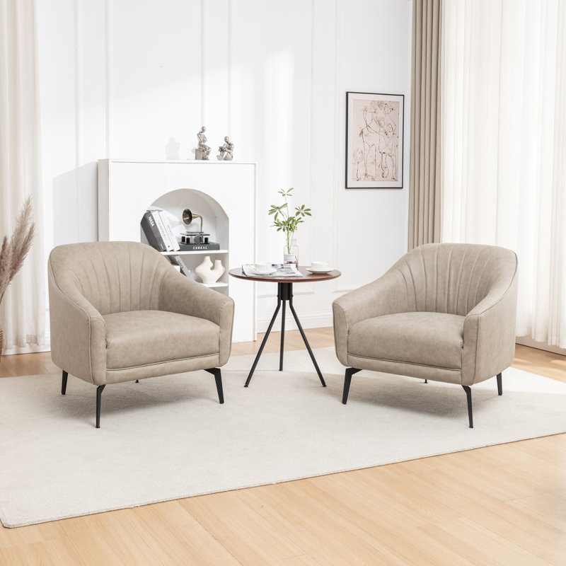 Fauteuil demi-tonneau en simili cuir Ammon, Similicuir gris