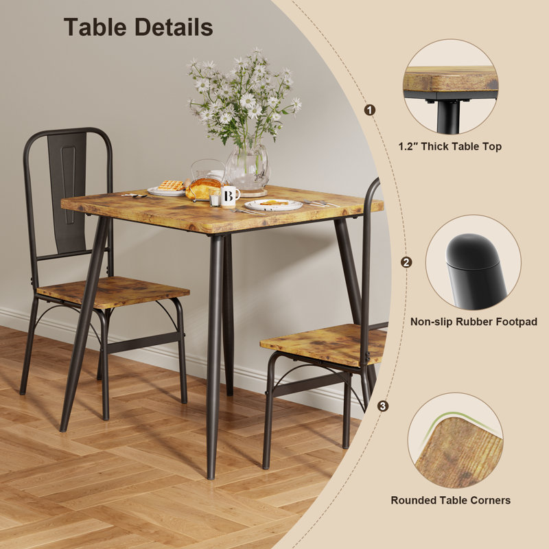 2 - Person Four Leg Dining Set, Retro, Retro