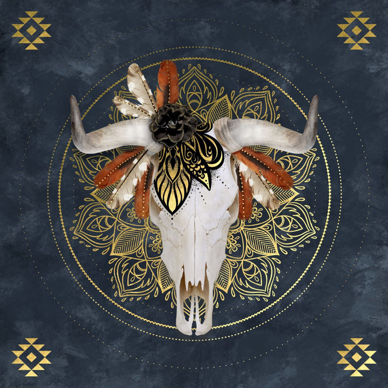 Skull Emblem - Wrapped Canvas Print, 81cm H x 81cm W x 4cm D