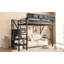 Lit mezzanine simple TG avec escalier, lit mezzanine double en métal avec tablettes de rangement-204731704