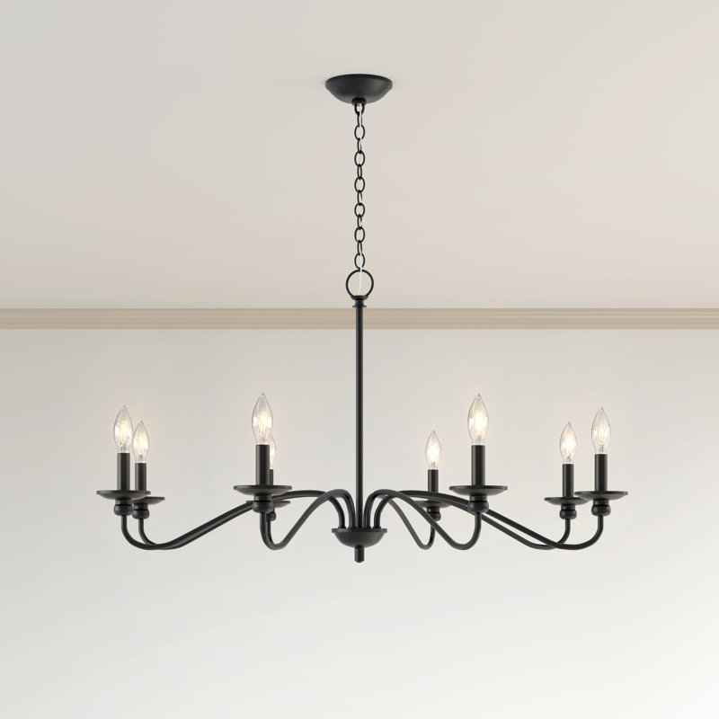 Lustre en acier à intensité variable Delvona, Noir mat, 8
