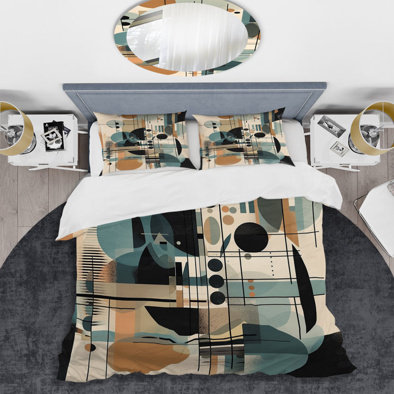 Ensemble de housse de couette en microfibre / polyester bleu et noir, Housse de couette pour très grand lit et 2 très