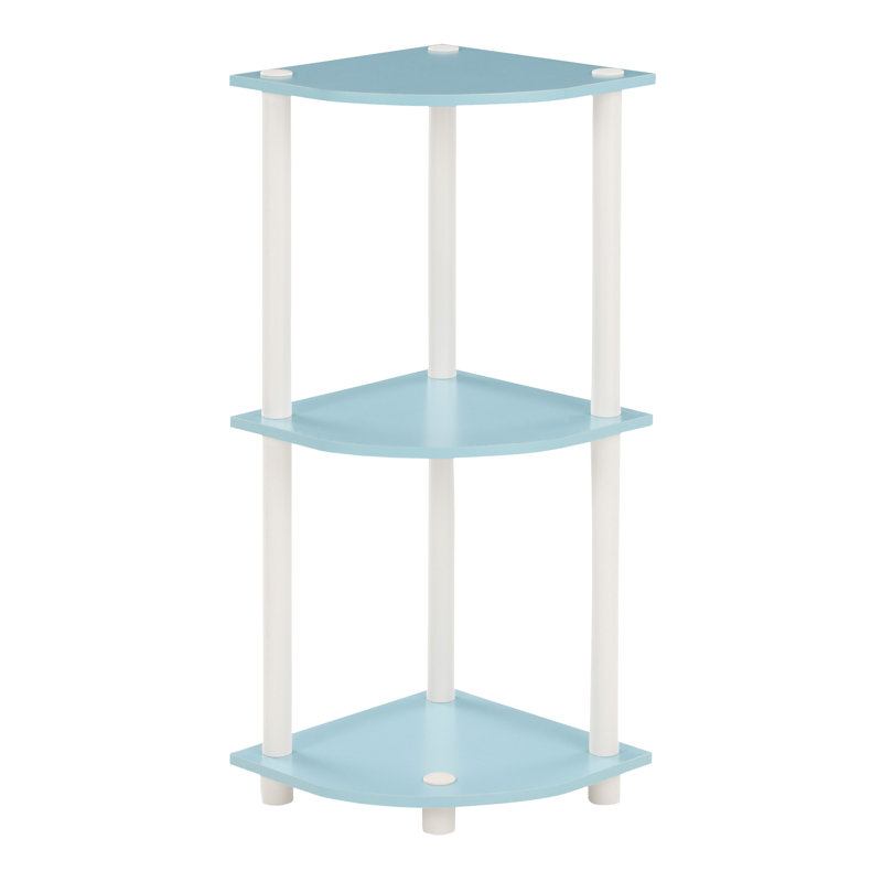 75.2cm H x 29.5cm W Corner Bookcase, Light Blue/White