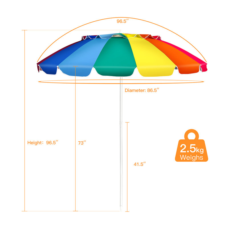 Parasol de plage 86,5 po
