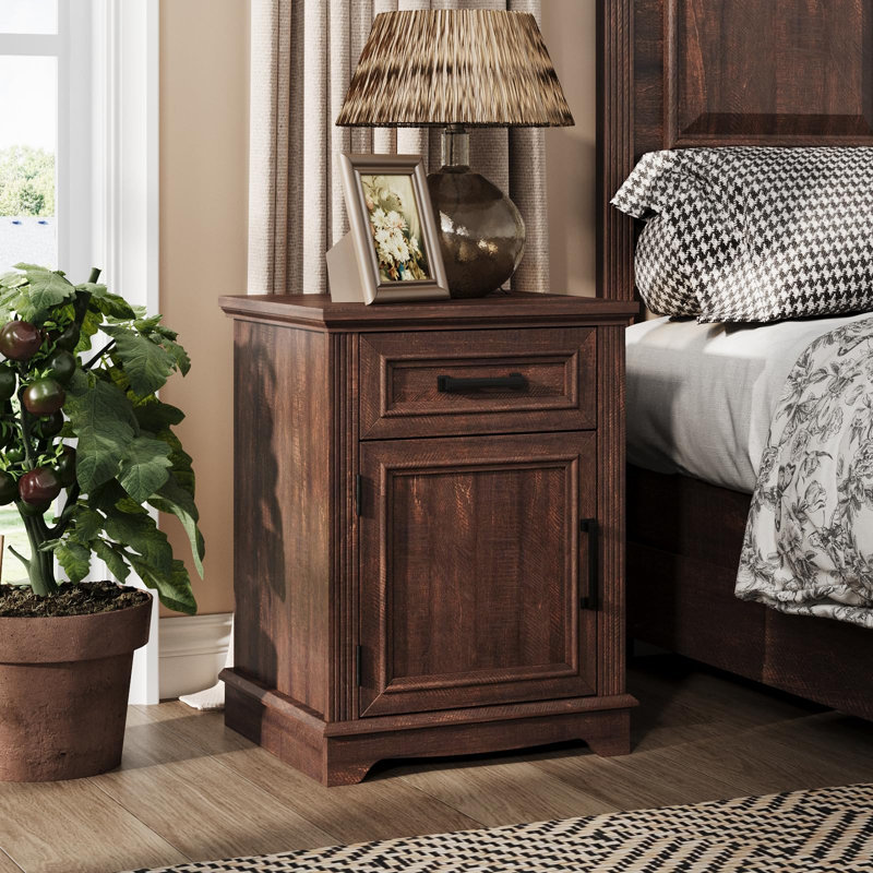 Table de chevet avec tiroirs pour la chambre à coucher, Brun, Oui, Ensemble de 2
