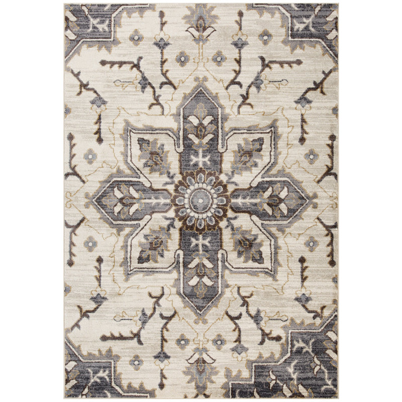 Tapis tissé à la machine médaillon ivoire 2 pi x 3 pi