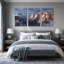 «Red Sandstone Canyon Clrif in Morning Mist», ensemble de 3 toiles murales-688476040