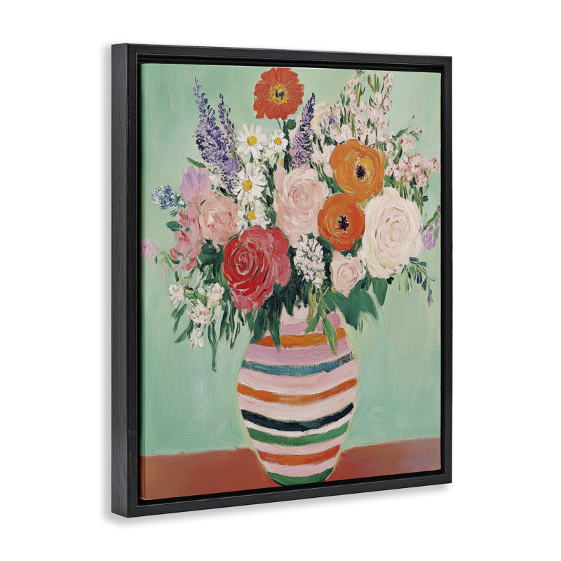 Cadre flottant floral, design par Petal Prints Design, Cadre flottant noir de jais, H 21 po x l 17 po