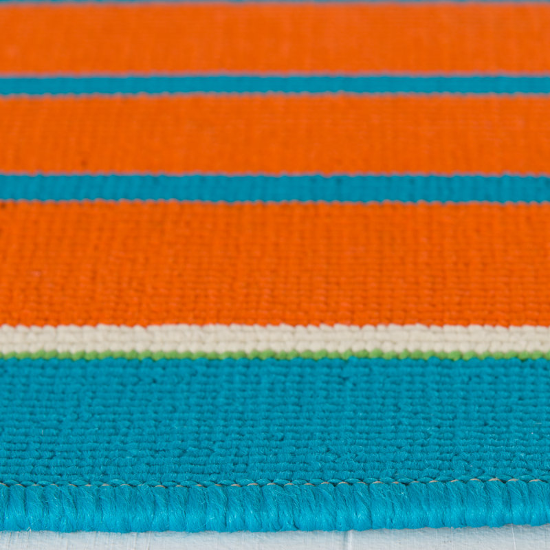 Anmoore Striped Indoor / Outdoor Rug, Rectangle 6'7" x 9'6"