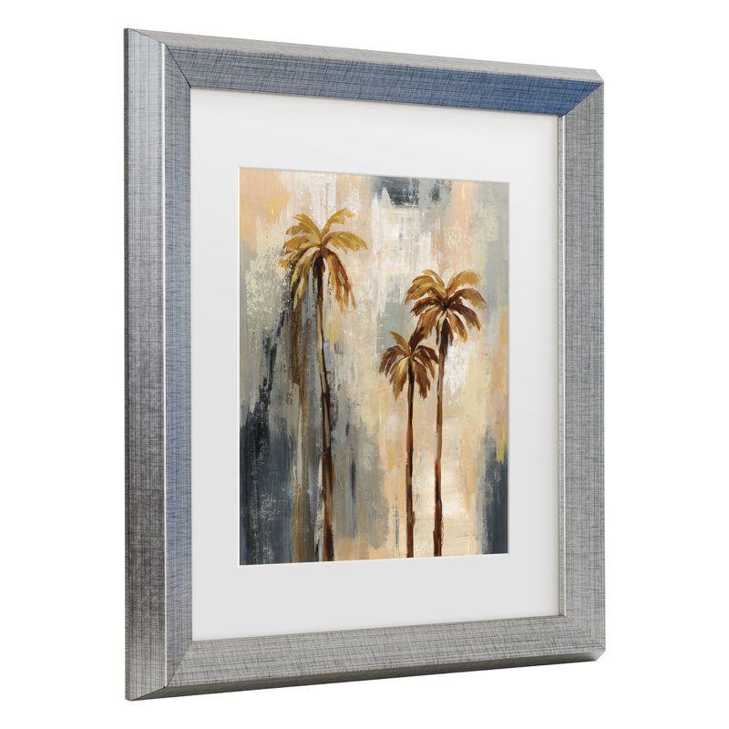 « palm trees i », métal imprimé, H 20 po x l 16 po x P 2 po, Cadre argenté
