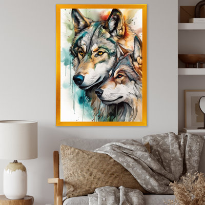 «Wolves Portrait Watercolor1», art mural grand loup