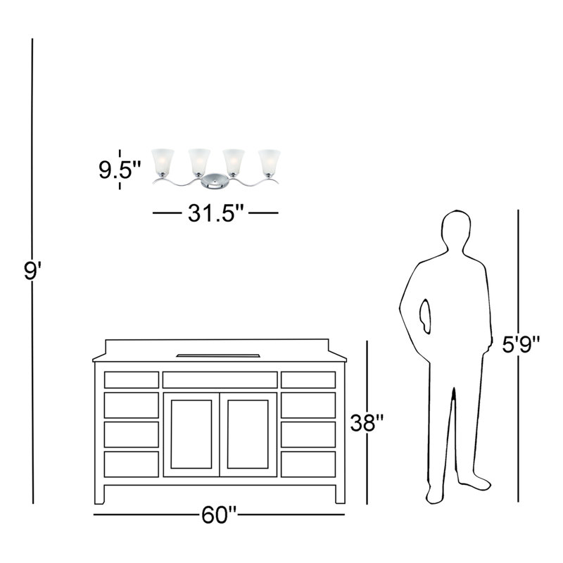 Éclairage pour meuble-lavabo à intensité variable Lavalley, Chrome poli
