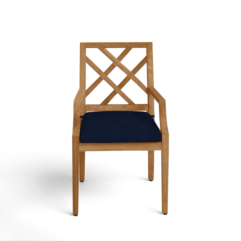 Chaise de patio avec coussins Haley, Teck naturel, Pas de soudure, Perigold Play Adobe