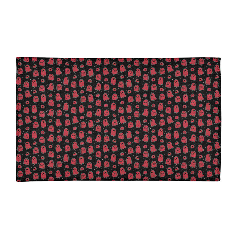 Tapis noir/rose à chaud ghosts, Rectangle 9 pi x 12 pi