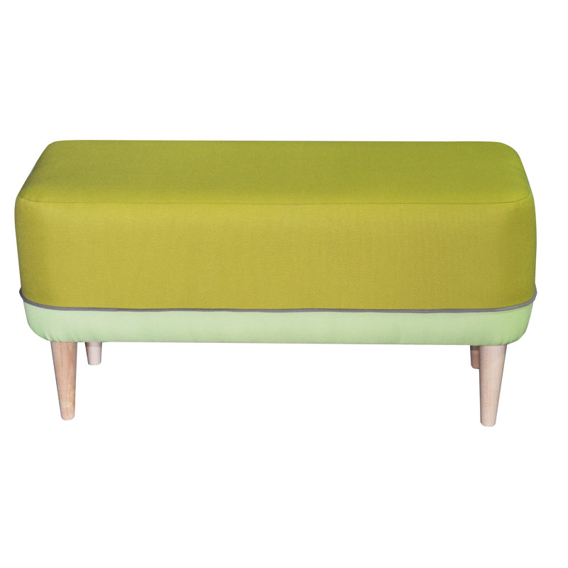 Cubi Polyester Blend Upholstered Bench, Lime green