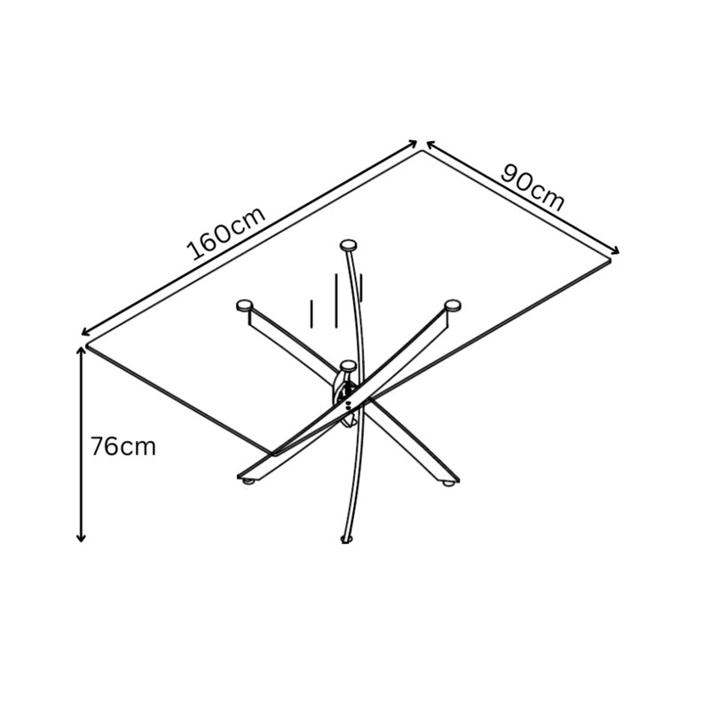 ClipperCove Glass Top Metal Base Dining Table
