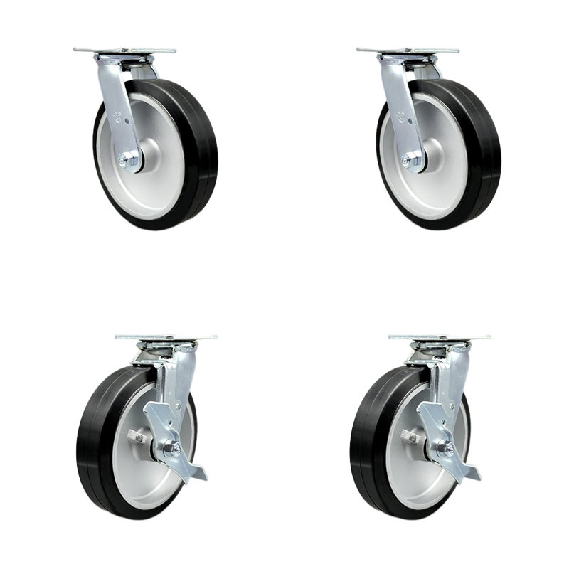 4 Piece Rubber on Aluminum Caster Set