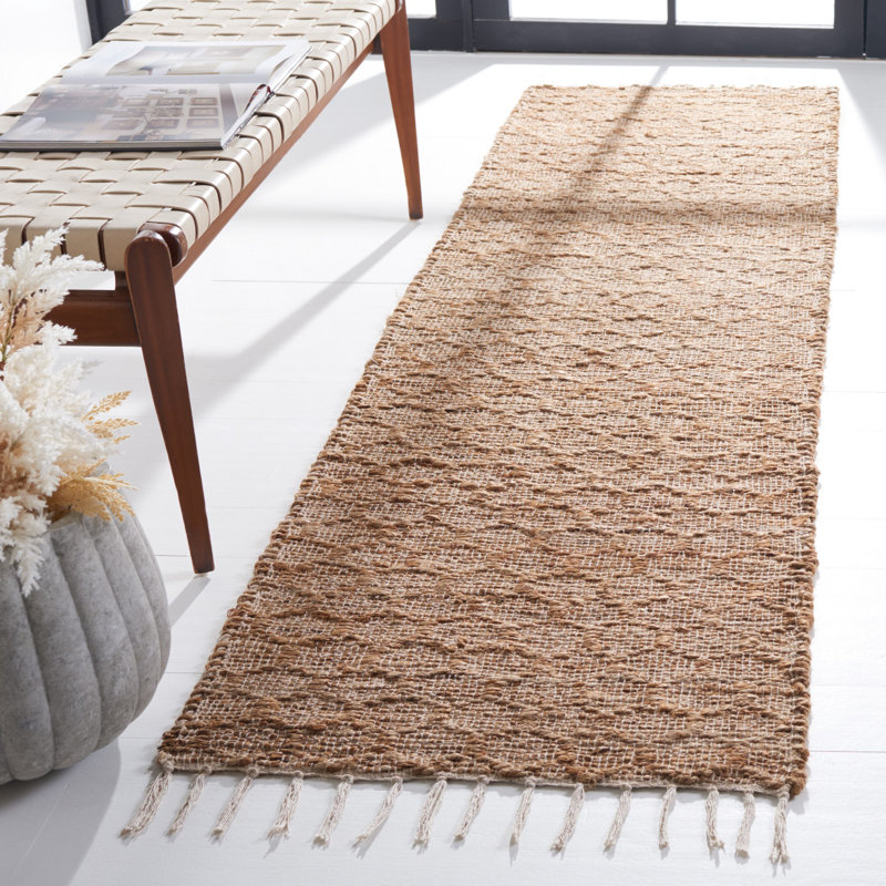 Tapis ivoire / naturel tissé à la main Jenson, Tapis de couloir 2 pi 3 po x 8 pi