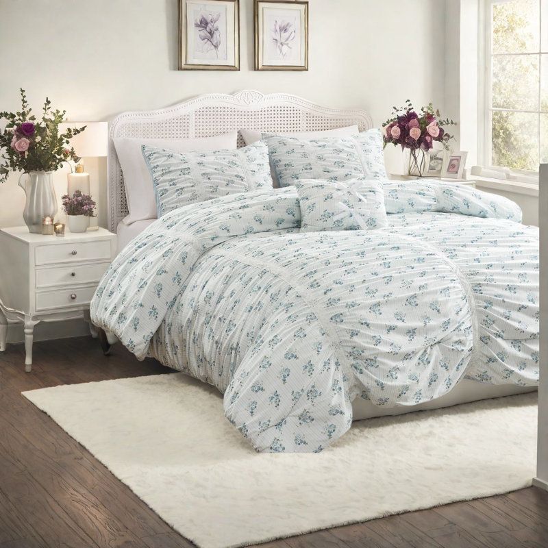 Striped and Floral Comforter Set