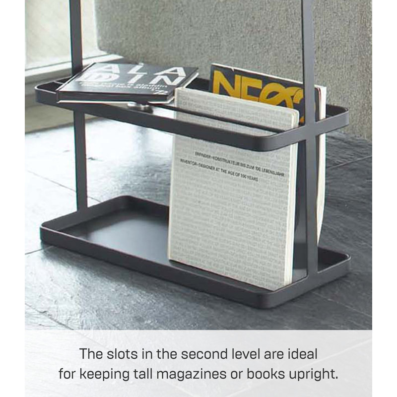 SlimFit Dark Brown Wood and Black Metal Narrow Side Table with Storage