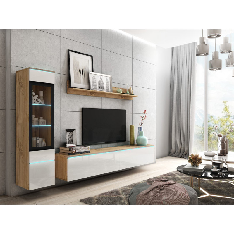 Dorfman Entertainment Centre for TVs up to 75", 240 cm, White/Wotan