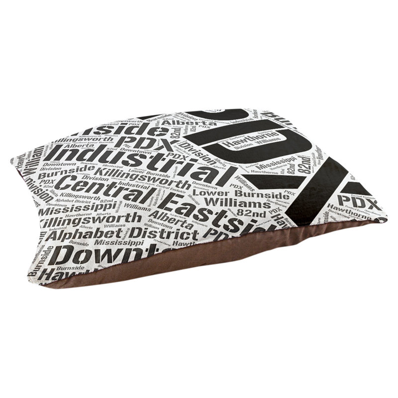 Coussin de chien « districts », Noir, Grand (l 40 po x P 30 po x H 14 po), Portland