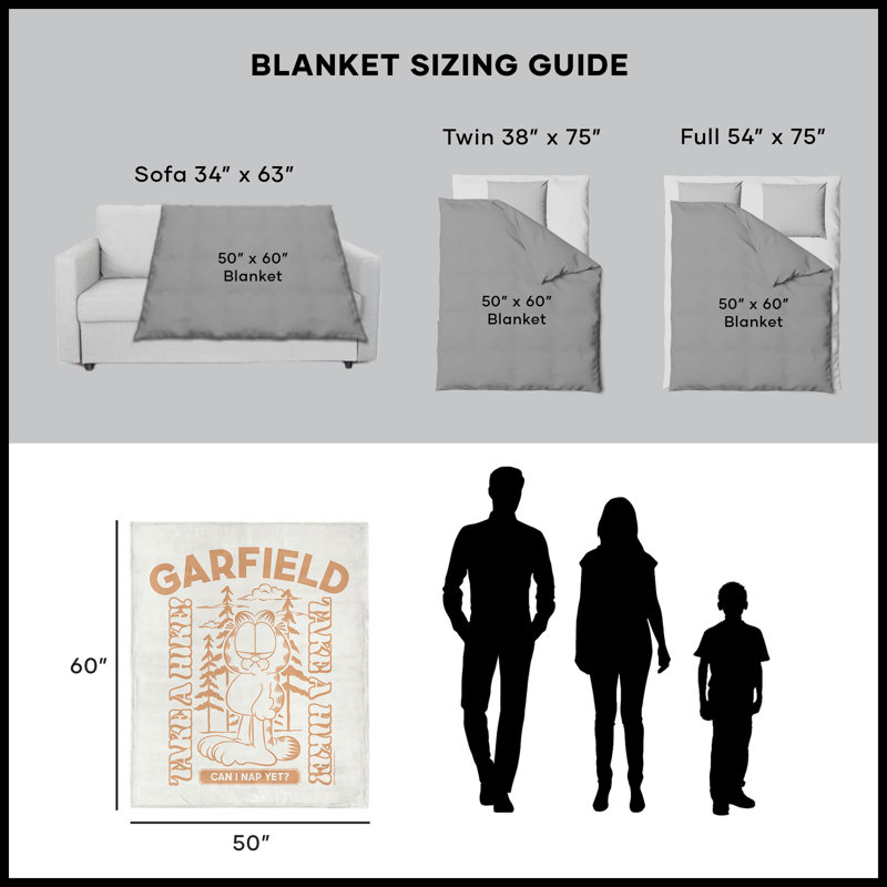 Jeté Nickelodeon Garfield Can I Nap pourtant Silk Touch 50 x 60 pouces
