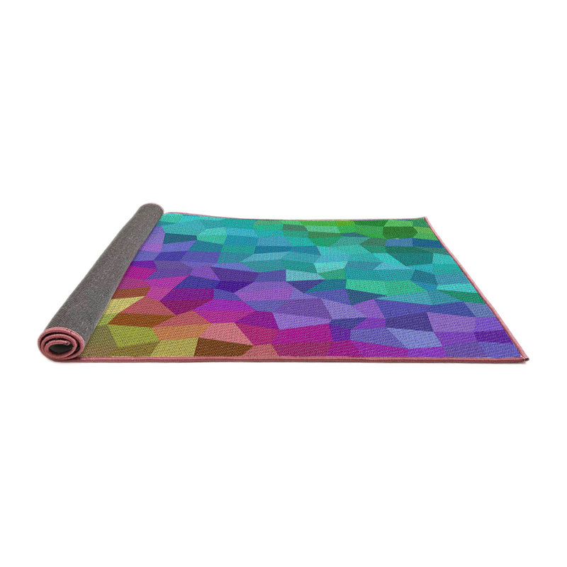Tapis rose à motifs/bleu aqua/vert zone verte, Carré 7 pi