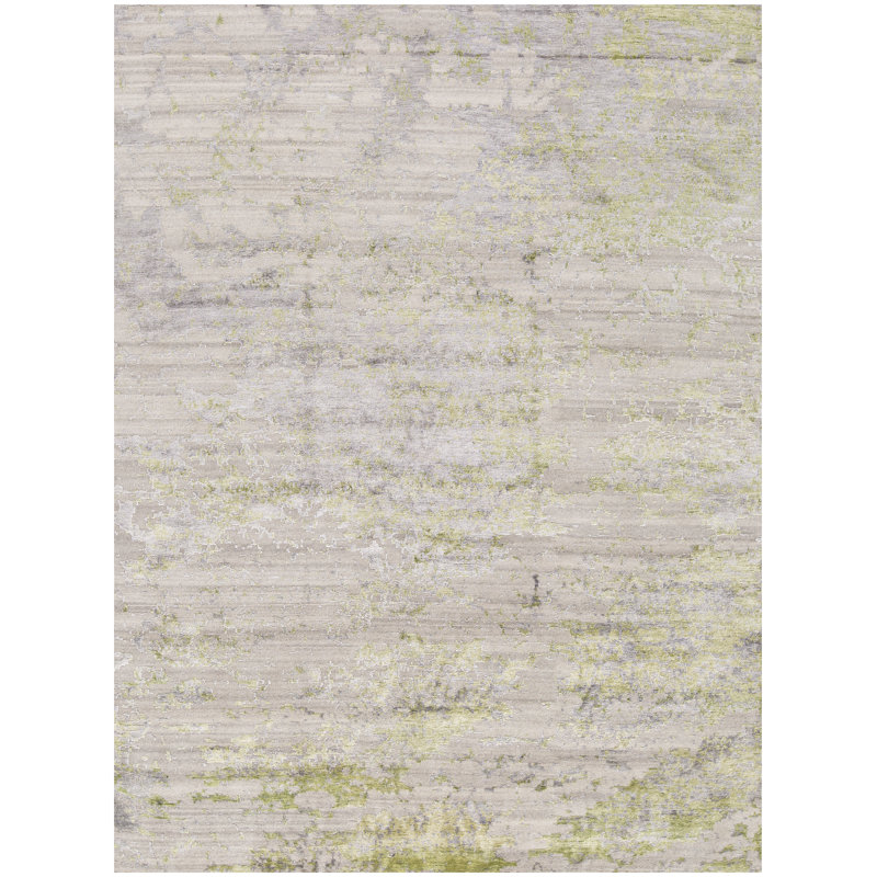 Hand-Knotted High-Quality Natural and Green Area Rug
