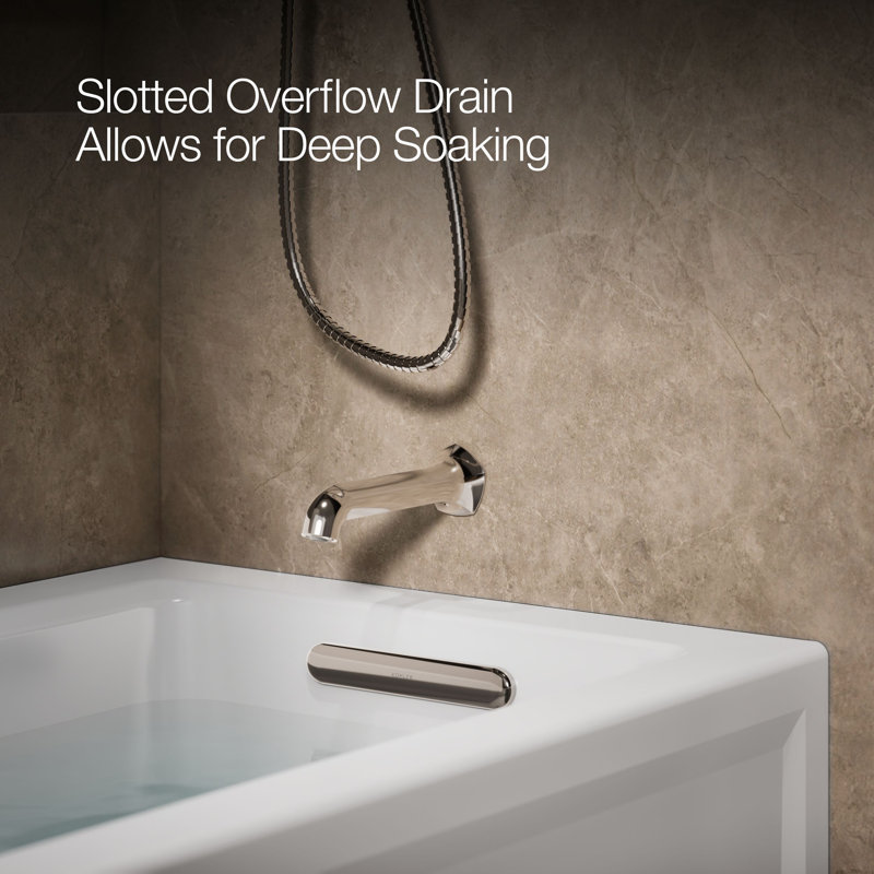Archer® Alcove Bath with Bask Heated Surface, Integral Apron, Tile Flange, White, Right