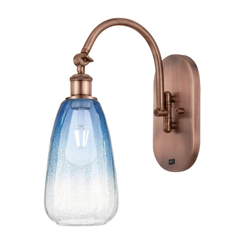 Ballston - Brookhaven Almond - 1 Light Swiveling Sconce, Sapphire Blue, Antique Copper