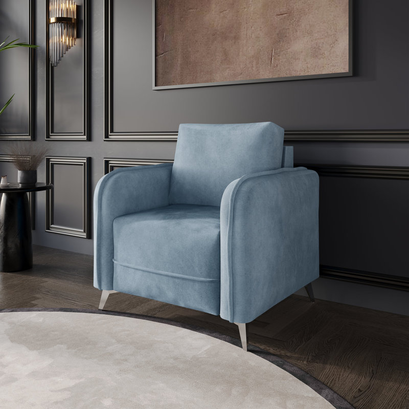 Chaise en velours Belmont, Bleu clair