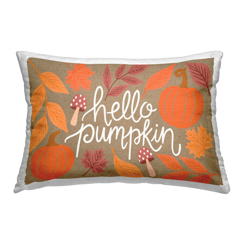 Coussin d'extérieur Stupell Industries Rustic Hello Pumpkin Design par Taylor Shannon Designs