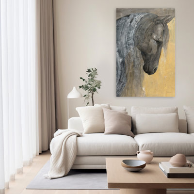 Animal pensif contemporain gris doré beige équin