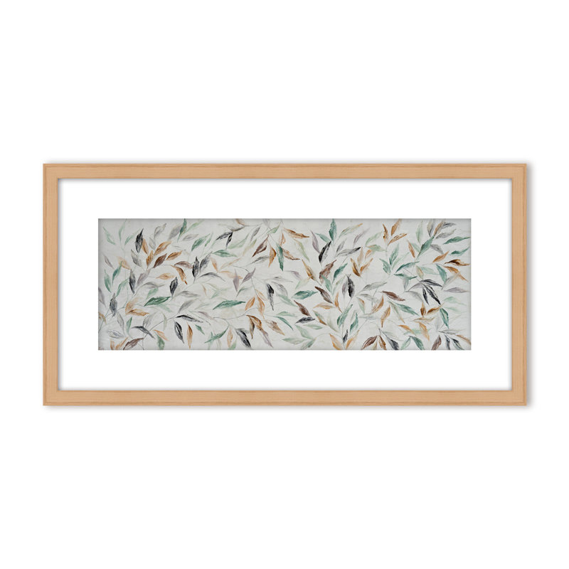 Nature Inspired "Kaleidoscope Fall" Canvas Wall Art By , 24" H x 48" W, Framed Matted Print, Black