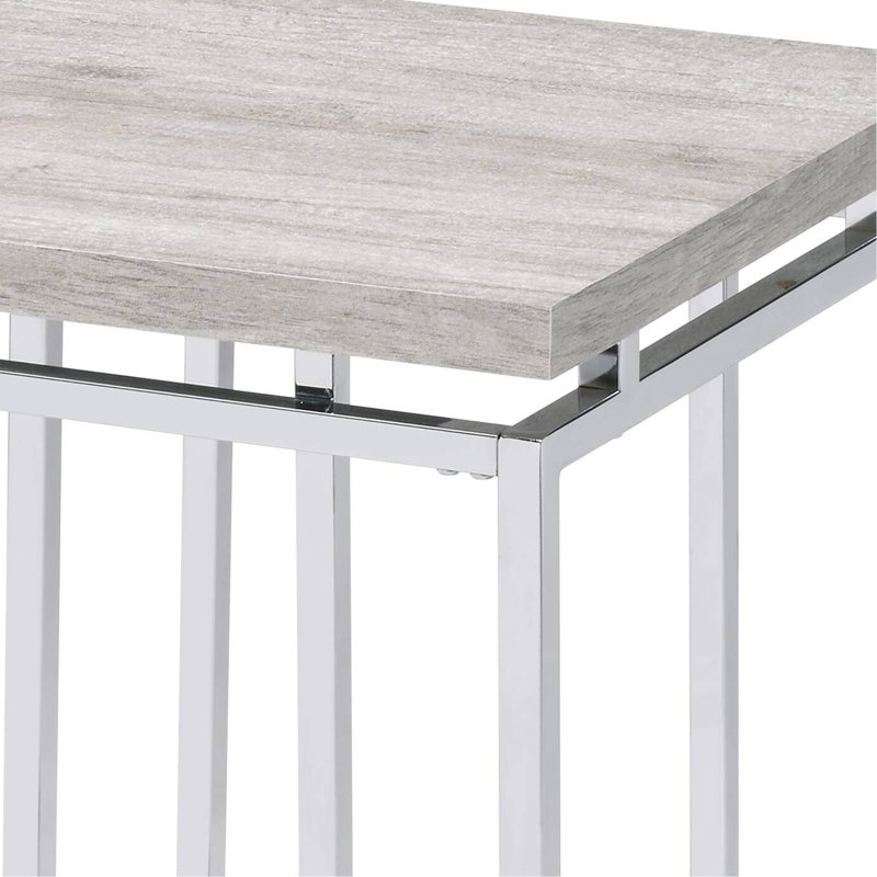 Table de bout en métal et en chêne naturel pour le salon spacieux de style traîneau