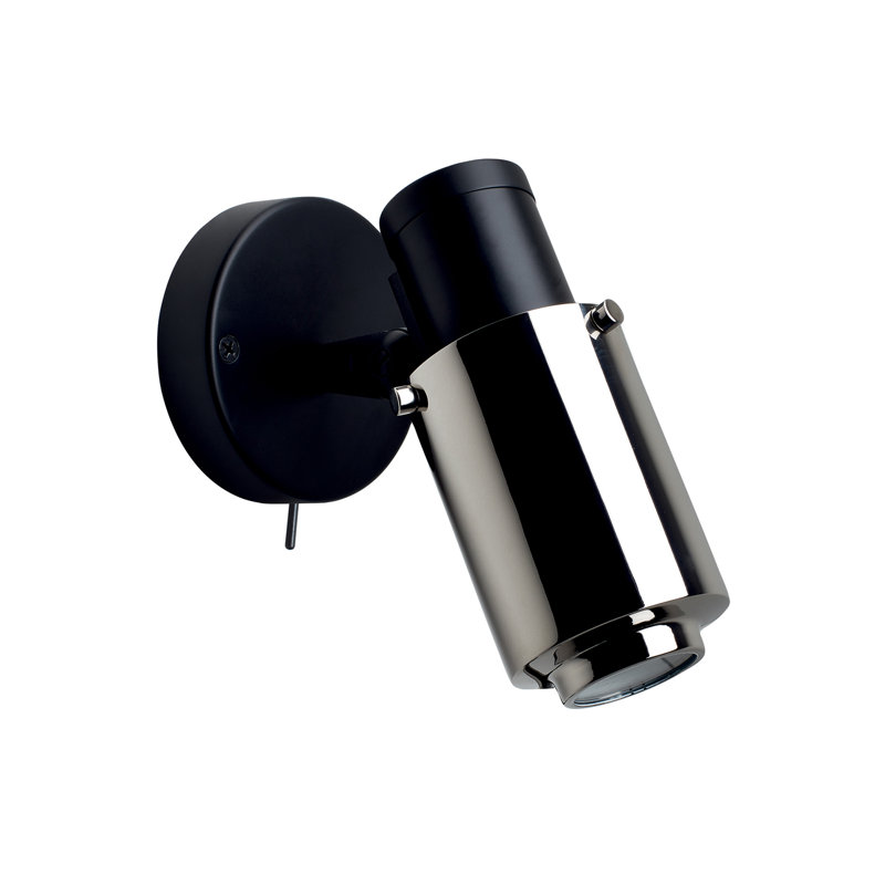 Lampe murale Biny Spot, Noir / nickel poli