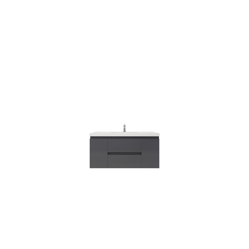 Base de meuble-lavabo simple mural 47 po 47 po, Gris à haute brillance