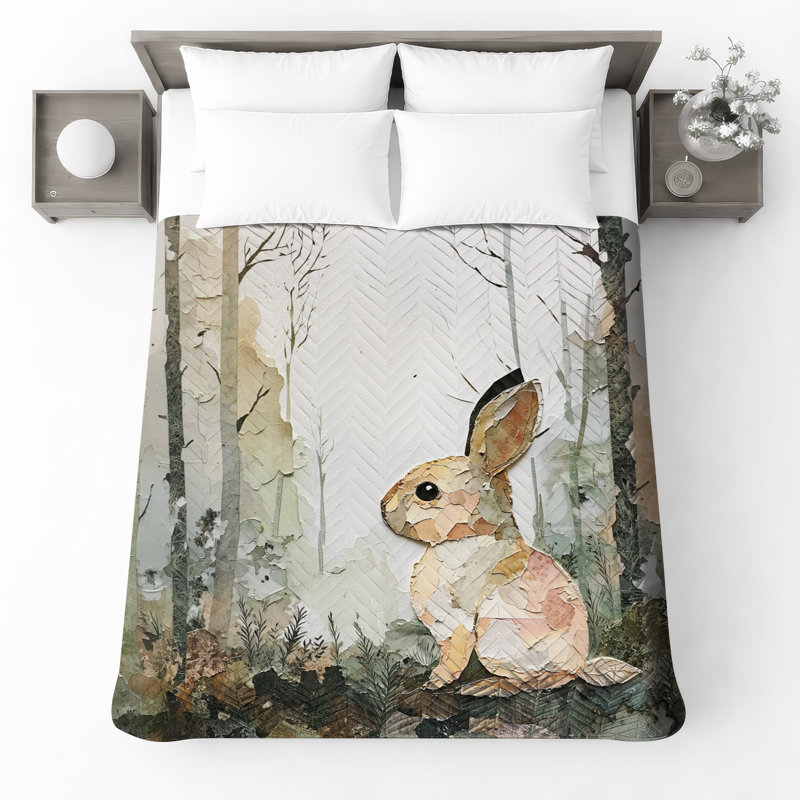 Couvre-lit lapin Collage Forest, Très grand lit