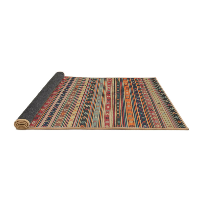 Tapis brun/marron/vert de zone contemporaine, Rond 4 pi