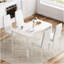 Ensemble de 4 chaises de salle à manger en similicuir blanc pour la cuisine, chaises d'appoint modernes avec structure en métal robuste