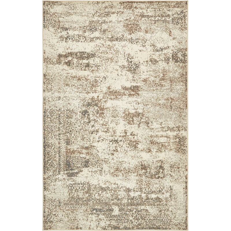 Tapis crème à motif abstrait Tobitha, Rectangle 4 pi 1 po x 6 pi 1 po